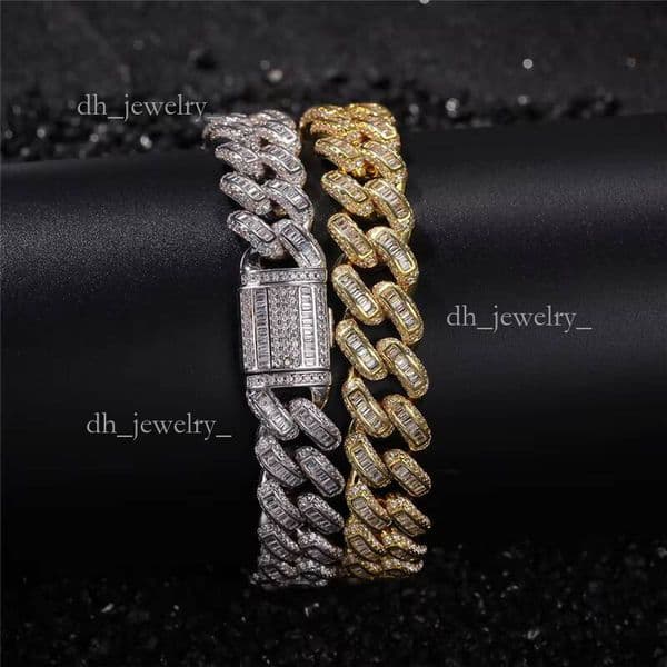Custom Sier Miami Hip Hop Men 7inche Link VVS GRA Moissanite Dia 6mm Cuban Chain Men's Bracelet