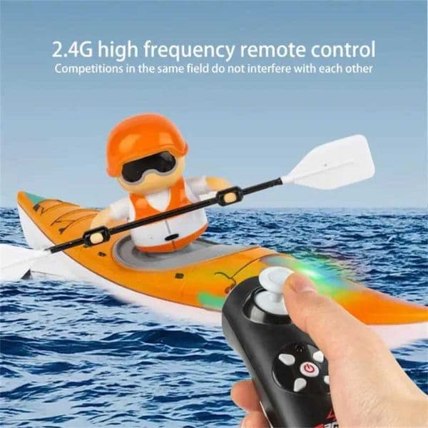 2.4G RC Boat Racing Paddling Water Rowing Kayak Lights 360 Driving Dual Mode Waterproof Multiplayer Game Ship Outdoor Kids Toys X250509