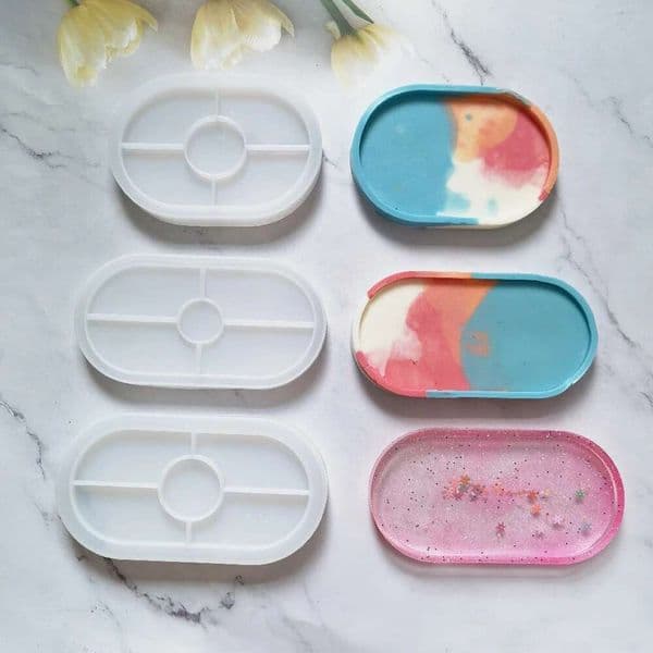 DIY Multi Size Oval Cup Cushion Silicone Epoxy Resin Mold For Storage Tray Making Homemake Craft Desk Decor Casting Tools B5