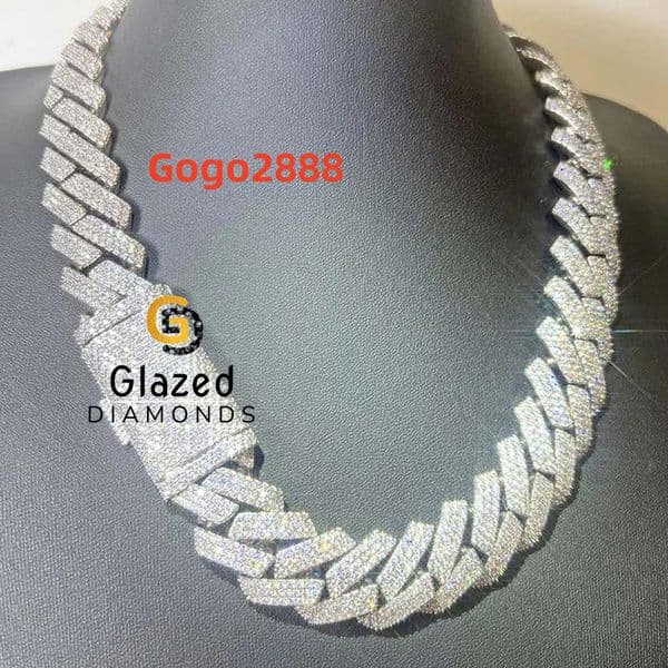 18mm Unique Diamond Iced Out Hip Hop Neck Moissanite Chain for Men in 925 Sterling Silver Enhancing Vvs Clarity
