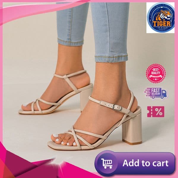 ddmytiger Summer Thin Heels Thick Straps Square Toe Sandals Women S Shoes With Buckle Outdoor