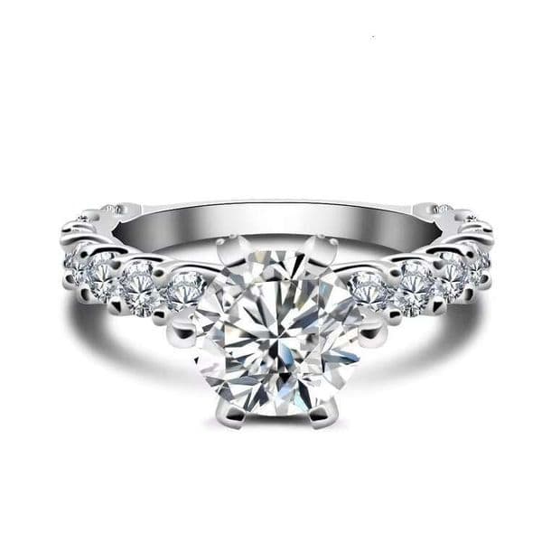 Ring Engagement Jewelry Classic Sterling Sier Round 6 Prongs Set Wedding 3CT Moissanite Rings