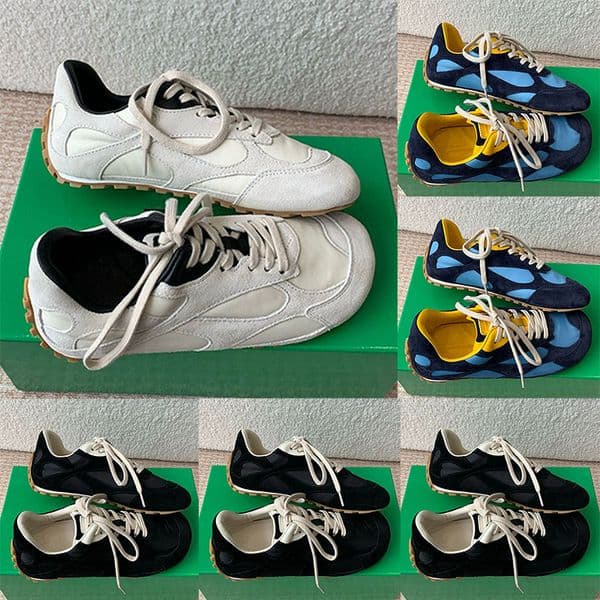 Italian Designer Mens Orbit Flash Sneakers Versatile Vintage Low top Suede Egg Yolk Women Shoes Color blocking Board Shoes