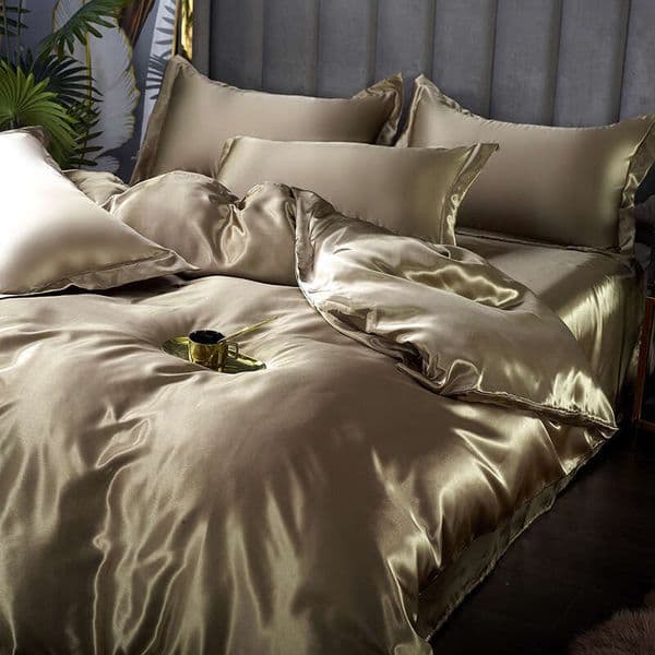 Duvet Cover Set Ice Duvet Three Bed Sheet Washed Simulated Silk Four Piece Set Silky Smooth Bedsheet Bedding