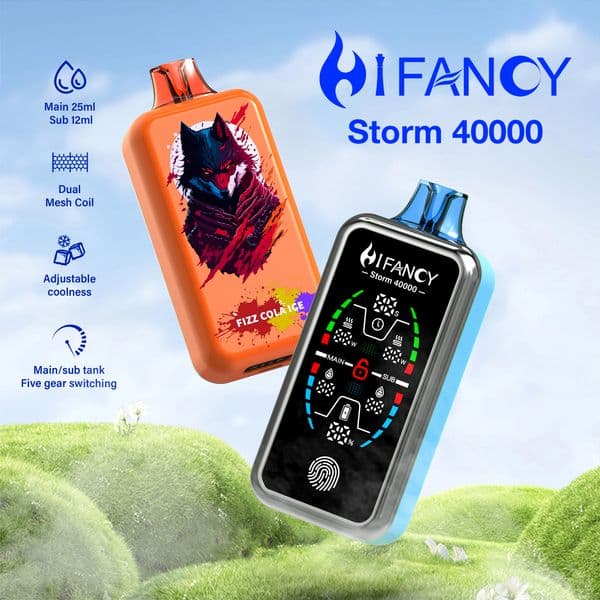 Original Hifancy Storm 40000 puffs e cigarette disposable vape 800mah rechargeable battery refilled carts puff 35000 45000 50000 puffs vape 2% 3% 5% mesh coil