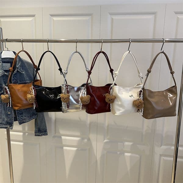 Fashionable and minimalist tote women's 2025 summer new item, bow tie accessory, shoulder bag, trendy crossbody bag
