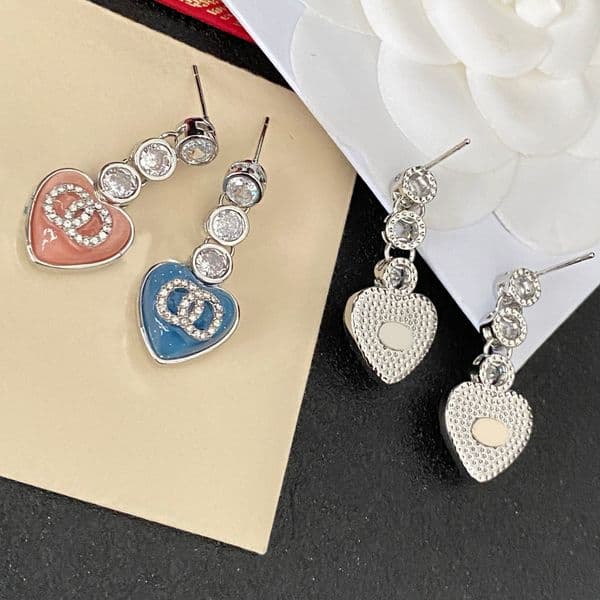 Designer Stud Earrings Crystal Rhinestone Pearl Heart Real Gold Brass Copper Stamp Letter Long Earring Fashion Womens Elegance Wedding Party Jewelry Acces