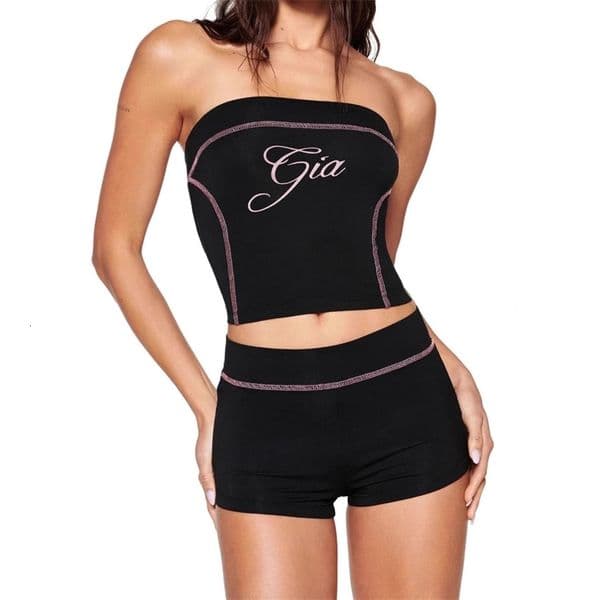 2025 Summer Designer Tracksuits For Womens Sexy Spicy Girl Sports Chest Hugging Two Piece Shorts Set Letter Print Outfits