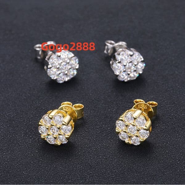 HAILER Joyas 3mm Popular Minimalist Gold Plated DEF VVS Moissanite Hip Hop S925 Silver Earings Men