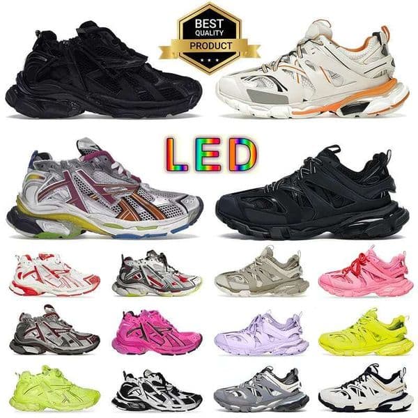 Track LED Casual Light 3 30 Sneakers 75 70 Runner Men Women Grey Blue Gomma Leather Beige Tripler Black Pink Trainer Nylon Printed Platform for Trainers Shoes with