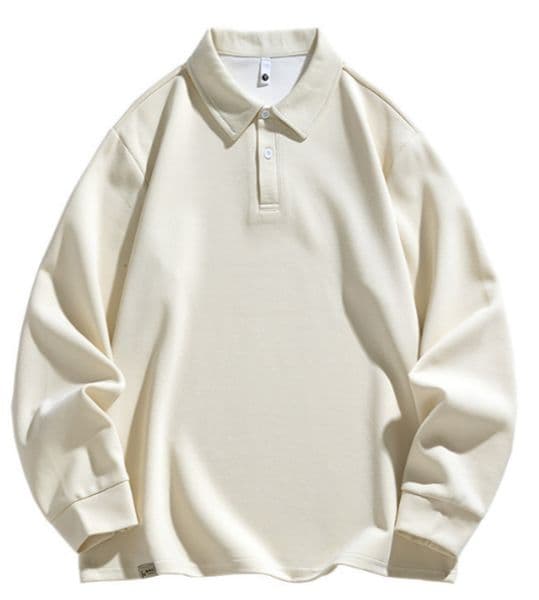 322 Men Long-sleeved Autumn and Winter Heavy Loose Solid Color Lapel Youth Casual