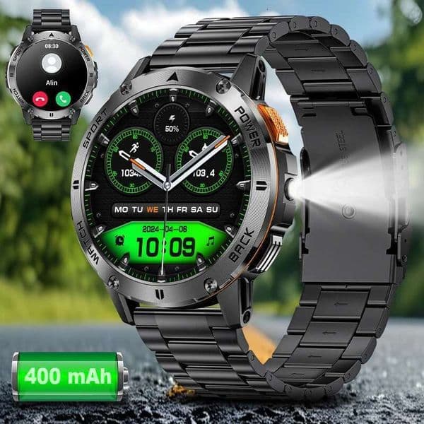 LIGE New Outdoor Military Smart Watch Men 1.53" AMOLED Screen GPS trackr Waterproof Bluetooth call Sports Braceletes For Xiaomi