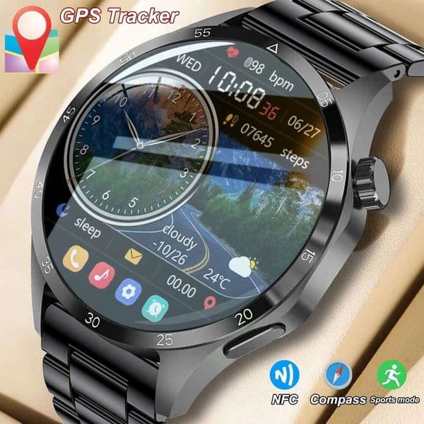 GT4 Pro NFC GPS Sport Smart Watch Men 360*360 AMOLED Screen Heart rate Bluetooth call IP68 Waterproof Smartwatch 2025New Watches