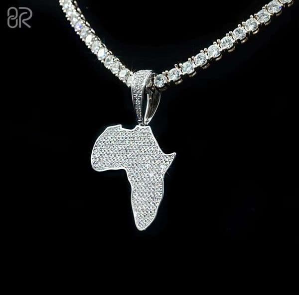 Point Map Iced Out Moissanite Diamond Pendant Wholesale ODM OEM Custom 925 Silver Africa Map VVS Hip Hop Mens Jewelry