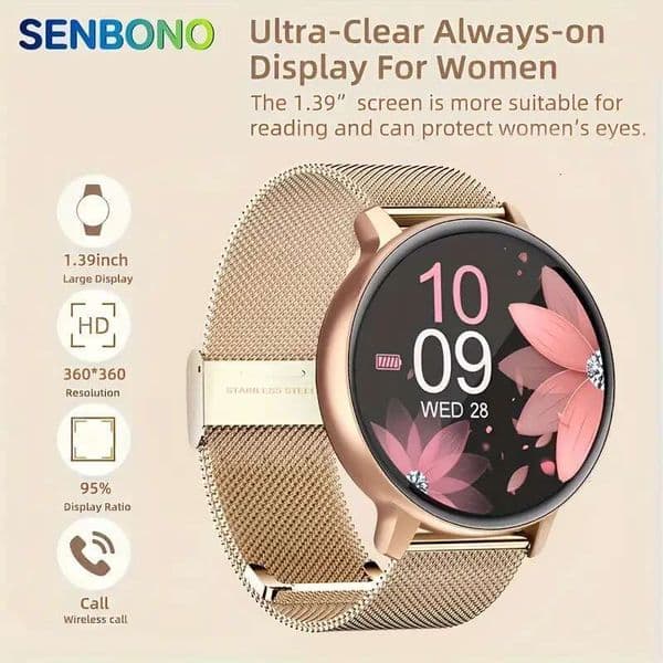 SENBONO New Smart Watch Bluetooth Call Fiess Tracker 100+ Sport Modes Waterproof Smartwatch Women Men for Android iOS