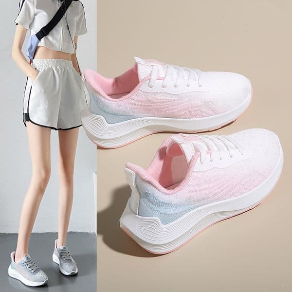 Fashionable, breathable, flying sky woven, sporty, comfortable, thick soled shoes, designer, travel live streaming, same women's casual shoes