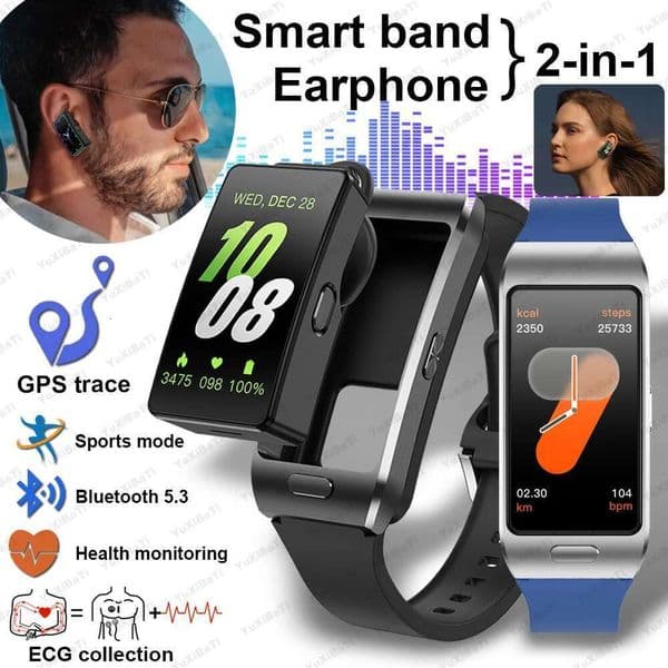 2025 New 2-in-1 TWS Band ECG GPS Track Bluetooth Call Health Monitoring Sports mode Smartwatch For iOS HUAWEI Smart Watch