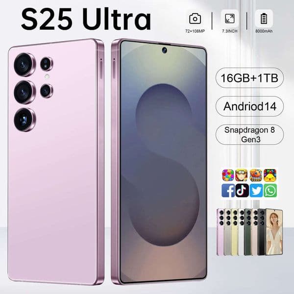 S25Ultra mobile phone new 16GB+1TB 5G ultra clear 7.3 2025 New style large screen Android 13