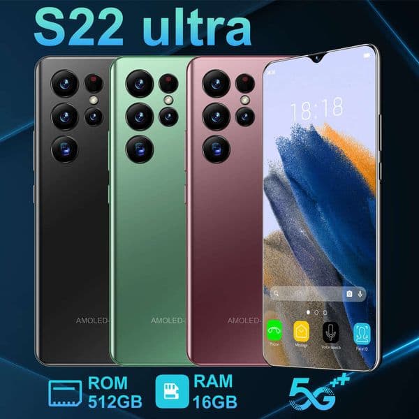 S22 Ultra Android Smartphone 2+16 large screen inch Unlock Touch Screen Phone Androids Camera Telephone HD Display Face Recognition
