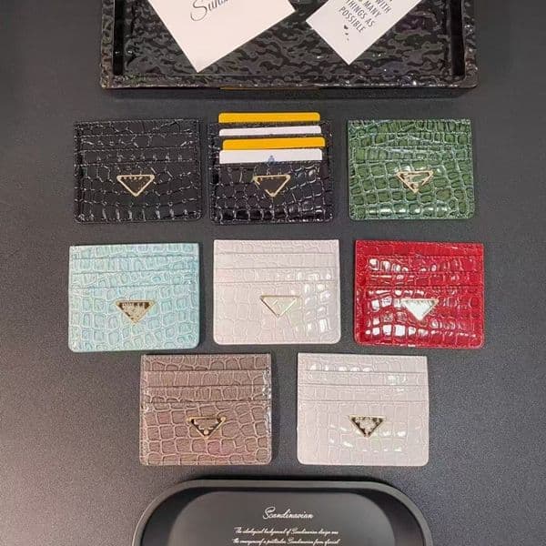 Fashion Classic Men Women Credit Card Holder Luxury Leather Mini Small Slim Bank Wallet Dust Multi-layer card bag+ Metal Name cover beautiful gift case