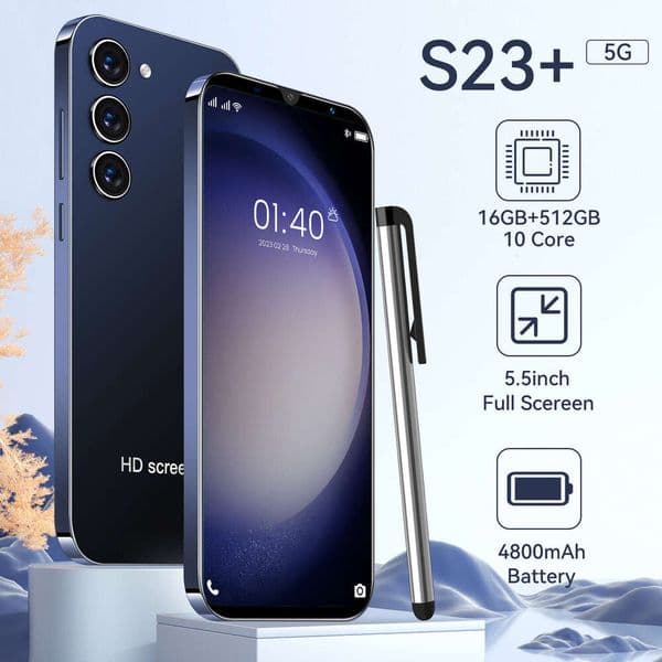 2025 New mobile phone S23+ high-definition big-screen Android smartphone Unlock Touch Screen Phone Androids Camera Telephone HD Display Face Recognition