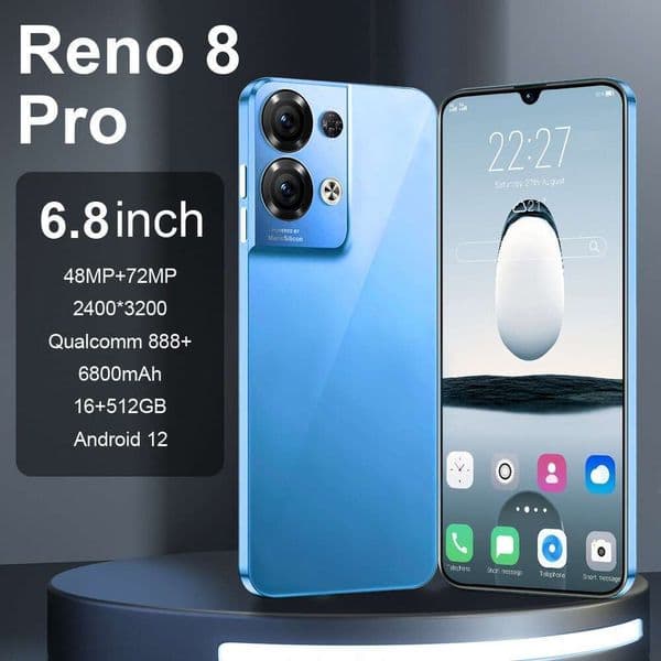 New mobile Rino8pro smart phone with large memory and big screen. Android Smartphone Camera Telephone HD Display Face Recognition
