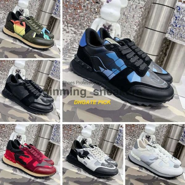 10A Designer Camouflage Men Casual Sneakers Top Quality Leather Platform Rivet Trainers rubber sole military triple black white sports Running Shoes