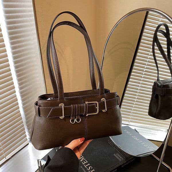 High end spicy girl handbag tote for women 2024 autumn and winter new item niche design versatile commuting shoulder bag