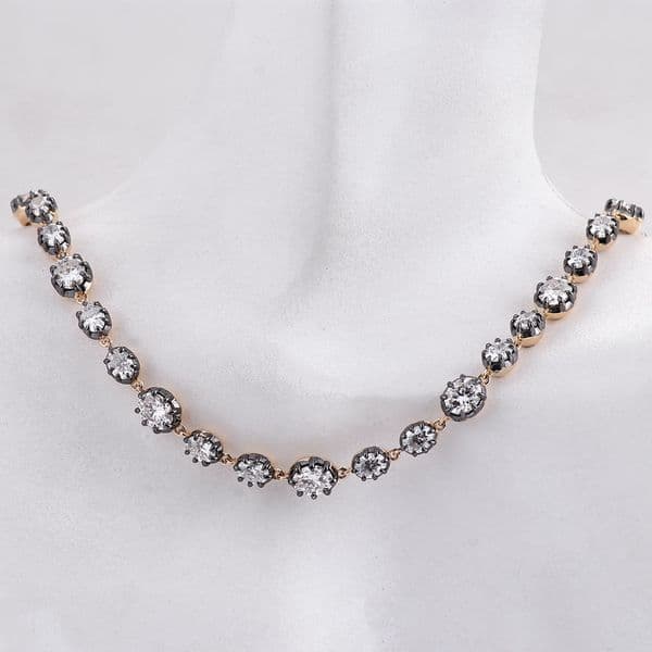 Fashion Jewelry 18k Solid Yellow Gold Rhodium Plated 5.2mm Moissanite Diamond Tennis chain Tennis Necklace for Women