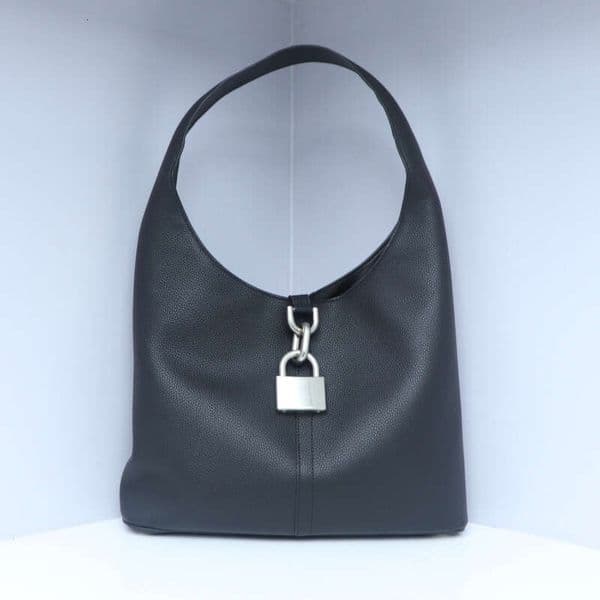 New Locker Lock Bag Hobo Lychee Pattern Vegetable Basket Water Bucket Cover Layer Leather Shoulder Handbag
