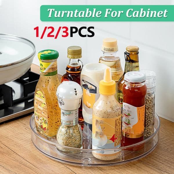 Turntable Organizer Lazy Susan Turntable Organizer Clear Rotating Multifunctional Turntable Spice Rack For Kitchen Cabinet Table
