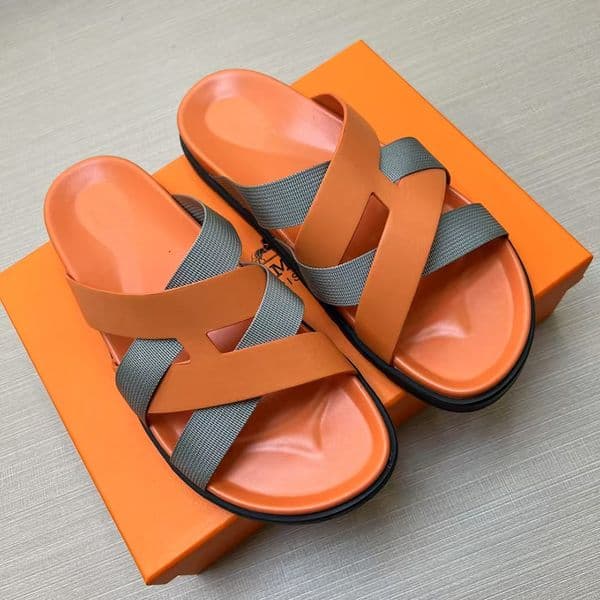 Designer slides slippers flats luxury mules leather calfskin cross sandals summer lazy large man home beach casual sliders