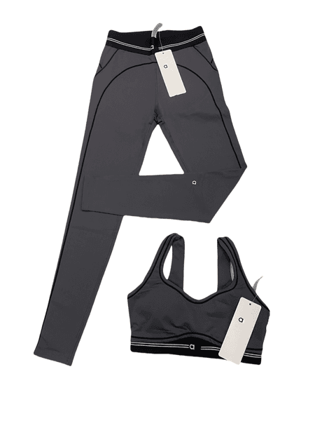 5A Top Summer Women's Bra Set Yoga Suit Seamless Top Sports Heart Bra + Leggings High-end White Striped Low Waist Dance Yoga Clothing