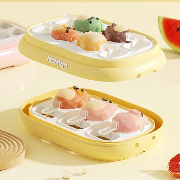 Cartoon with lid, food grade silicone, home made children's cream, cheese, popsicle, ice cream stick mold