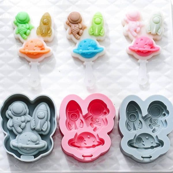 Astronaut Rocket Planet Cream Silicone Mould Popsicle Ice Tray Cake Chocolate Cheese Stick Mold Kitchen Tools Accessories