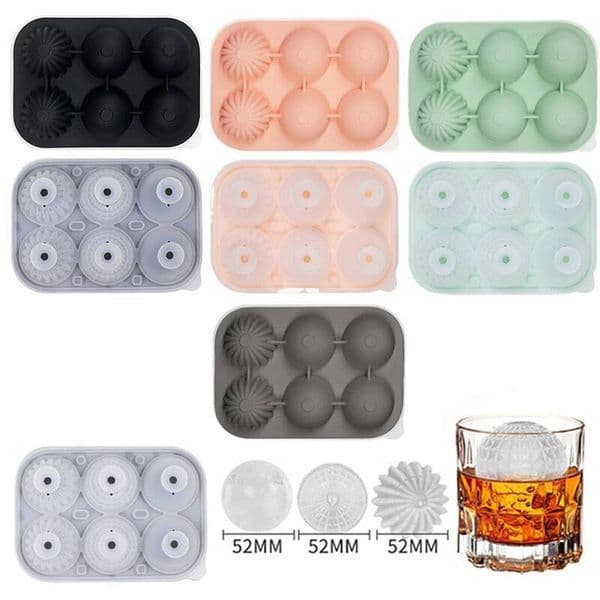 Different Shapes 3 Ball 2-Inch Silicone Ice Cube Mold For Men Women Tails, Bourbon,Brandy, Whiskey Tails, Bourbon,Brandy,