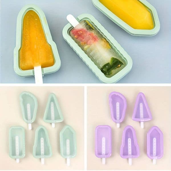 Silicone Molds Set of 5 - Lead-Free, Reusable, Homemade Popsicle Makers with Multiple Shapes for DIY Treats Ice cream toy