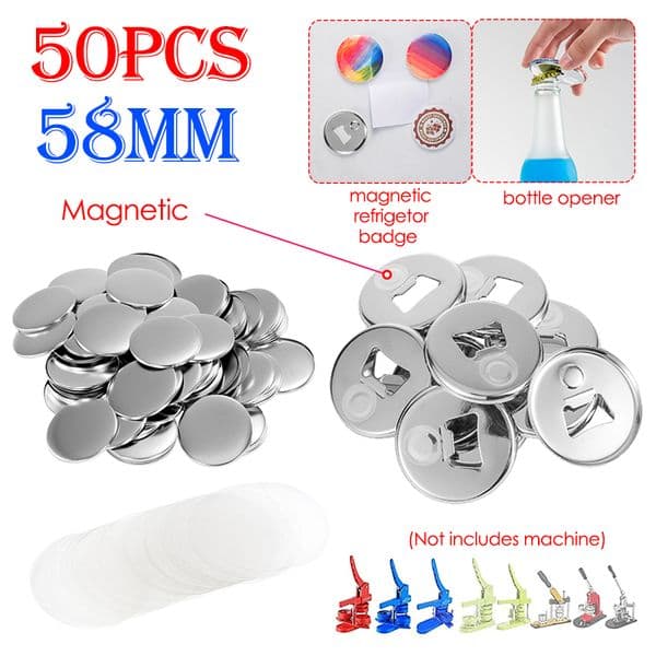 50PCS 58MM DIY Magnetic Refrigerator Badge and Beer Bottle Opener 2 in 1 Making Parts for Badge Button Maker Machine Accessories