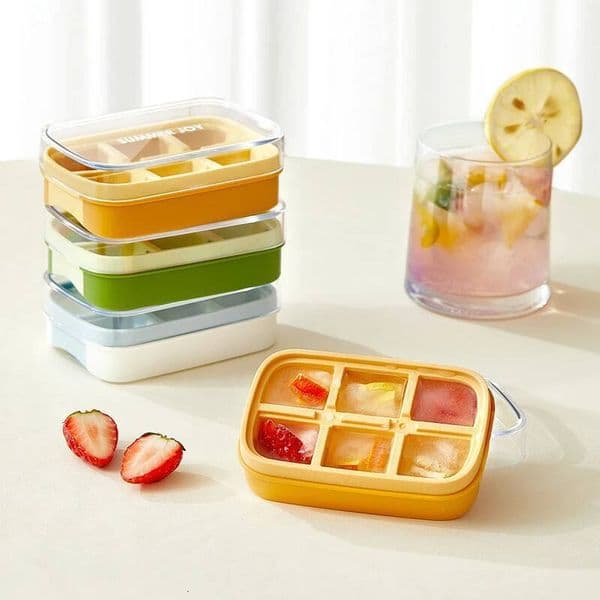 6 Grids Mini Easy-Release Mould with Removeable Lid Making Mold DIY Ice Cube Tray