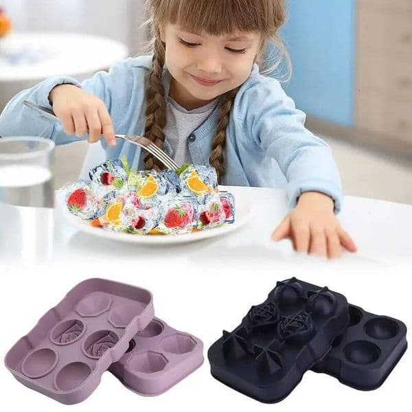 Silicone 6 grid mold with lid soft ball easy release tray ice maker