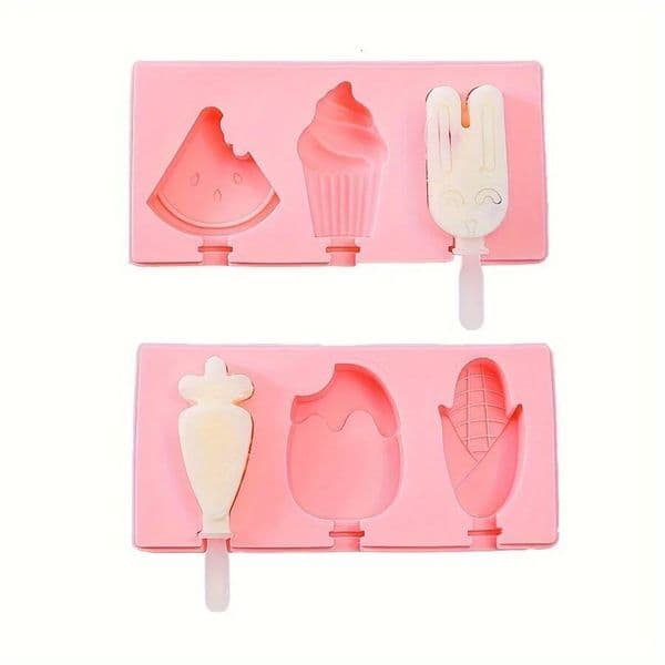 2PCS Silicone Molds Set with Lids, 6-Cavity DIY Homemade Popsicle Maker, Lead-Free, Easy Release Ice Cream Moulds