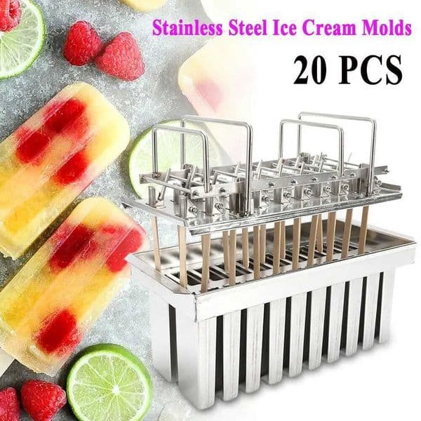 Ice Mold with Stainless Steel Construction 10/20/30 s Capacity Removable Molds Fast Freeze Easy to Use and Clean W250522