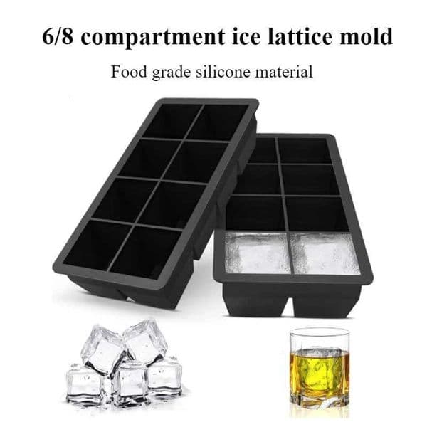 1/2pcs 6/8 compartments large ice lattice mold silicone easy release ice cube square tray mold DIY ice cube tray W250522