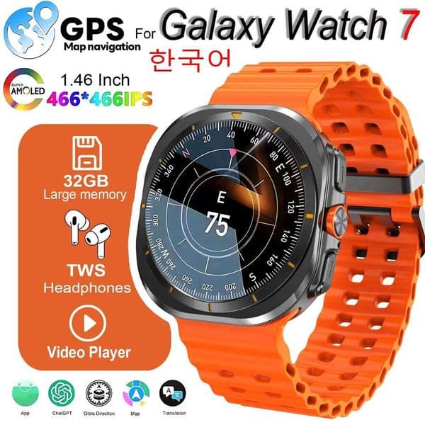 For Galaxy 7 Ultra Smart Watch HD Bluetooth Calling 32GB Large Memory MP3/MP4 Player GPS Tracker Smartwatch 2025 New