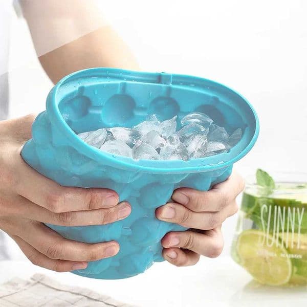 Silicone Ice Cube Maker Ice Cube Mold Tray with Lid Portable Bucket Wine Ice Cooler Beer Cabinet Kitchen Party Beverage Whiskey W250522