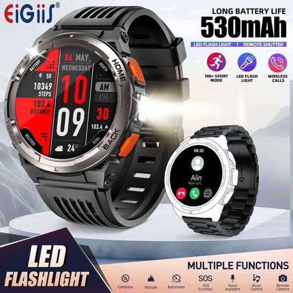 EIGIIS 1.45 Inch Smart KE5 3ATM Waterproof Original Design Sports Watch With Compass And Altitude Barometer LED Flashlight