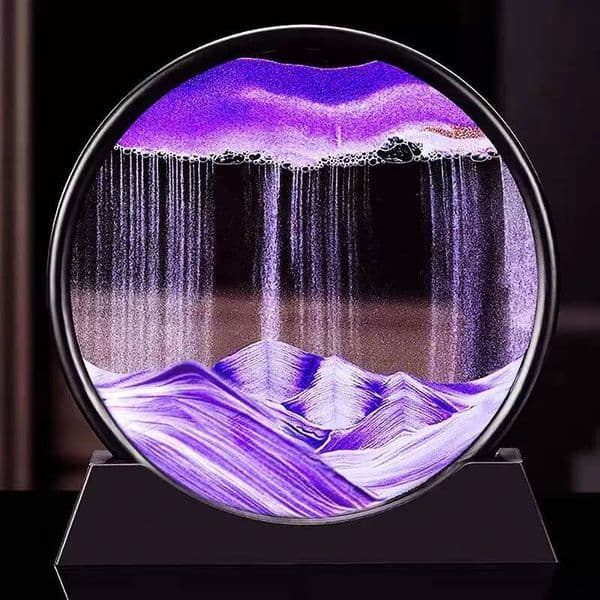 3D Moving Art Picture Round Glass Deep Sea Sandscape Hourglass Quicksand Craft Flowing Sand Painting Office Home Decor Gift