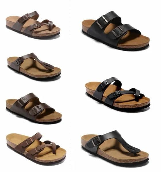 Home Slippers Arizona Summer Beach Cork Sandals Casual Double Buckle Clogs Sandalias Women Men Slip on Flip Flops Flats Shoes 34-45