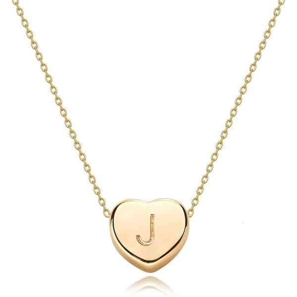 Small Initial -14K Gold Plated Handmade Exquisite Letter Heart Women's Necklace Jewelry