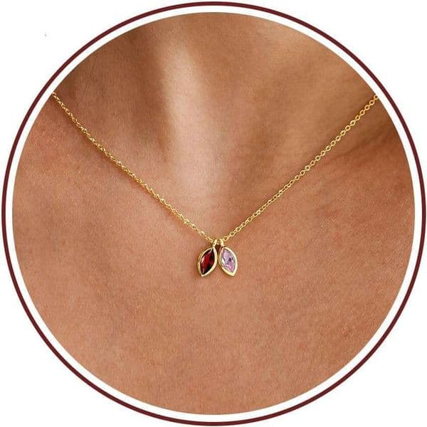 Women Dainty Gold Necklace with 2 Birthstone Teen Trendy Stuff Birthday Moms 2025 Graduation Gift Adjustable Anniversary Jewelry for Daughter Girlfriend Friend